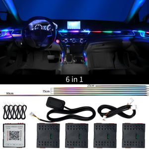 18 in 1 LED Symphony Ambient Lights Car Interior Full Color Streamer RGB 64 Colors Neon Acrylic Strip Decoration Atmosphere Lamp