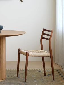 Nordic Style Solid Wood Woven Rope Dining Chair Japanese Original Wood Vine Weaving Home Small Apartment Restaurant Chair