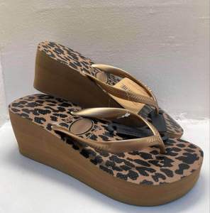 HIGH WEDGE SANDAL ANIMAL PRINT DEEP BEIGE 2.5 inches heel/6cm (ADD 1 SIZE UP)