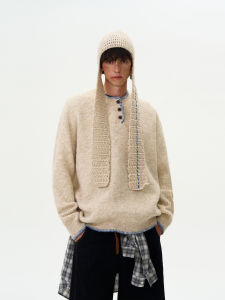 MADWITCH | Áo Sweater Cổ Henry Phong Cách Mỹ Retro