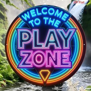 CIFbuy | 2D Retro Metal Sign Wall Decor Neon Style Game Room Art Hanging Ornament for Bedroom Living Room Ideal Ha