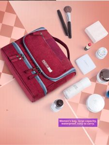 กระเป๋าเก็บเครื่องสำอางสำหรับเดินทาง Travel Cosmetic Organizer Wet Dry Bags Portable Hook Wash Bag Large Capacity Oxford Cloth Organizer
