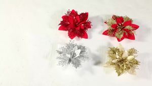 Hoa Giáng Sinh Mạ Vàng Bằng Nhựa Hoa Giả Trang Trí 10-50 Cái Dùng Cho Vòng Hoa Vật Trang Trí Trung Tâm Đồ Trang Trí Ngày Lễ Trang Trí Cây Thông Noel