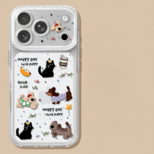 YOUSIDUN | Clear Cute Cartoon Animal Full-coverage Phone Case with Lanyard