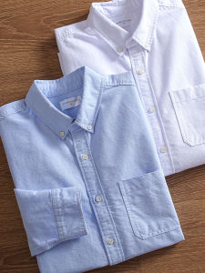 Washed Pure Cotton Oxford Cloth Long Sleeve Shirt Spring Commuter Casual Shirt Versatile Standard Fit Fashion Urban Style