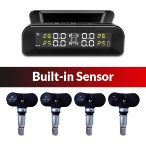 ACCEO Tire Pressure Monitoring System Solar USB Charging TPMS 4 Sensors Easy to Install Windshield for RV Sedan SUV