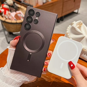 Metallic Paint Silicon Cover for Magsafe Phone Case Samsung Galaxy S21 Fe S22 Plus S23 Ultra 4K Glass Camera Protector