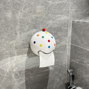 Cute Dots Wall Mounted Tissue Holder Storage Box Bathroom Toilet Paper Roll Rack Nordic Style Home New Arrival Essential