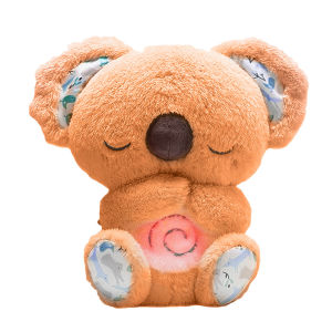 【New Arrival】30cm Stuffed Soothing Koala Toy with Breathing Movement Cute Sleeping Koala Toy Koala Music Appease Toys for Kids Babies