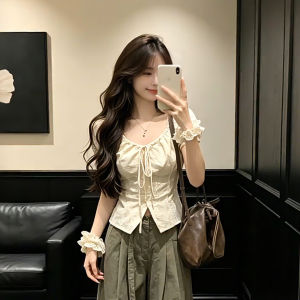 XUECAIQI | Korean Style Design Sense Bubble Sleeve Shirt Wide Leg Trousers Two-Piece Set