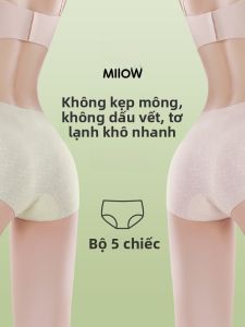 Quần lót nữ MiiOW bằng cotton pha lụa băng không đường may kháng khuẩn cạp vừa