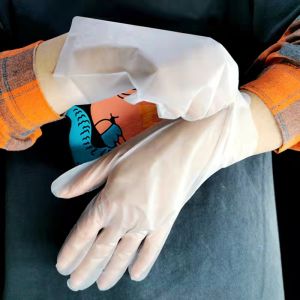 ถุงมือทำอาหาร TPE เกรดอาหาร ใช้แล้วทิ้ง 100 ชิ้น/กล่อง เหนียวพิเศษ ไม่ขาดง่าย K015