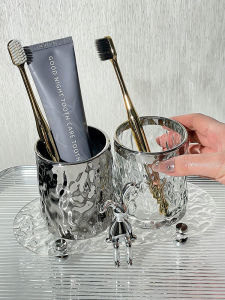 Elegant Glass Toothbrush Holder & Mouthwash Cup: A Stylish Addition to Your Bathroom