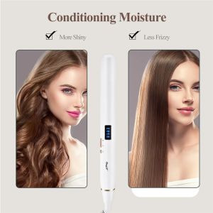 2 in 1 Hair Straightener Flat Iron Tourmaline Ceramic Hair Curler LCD Display and Adjustment Temperature Fast Heating for All Hair Types