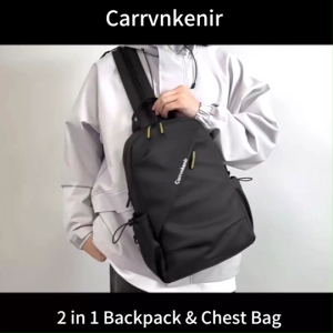 Ready Stock!! Carrvnkenir 2 in 1 Fashion Men Chest Bag Backpack PU Water Resistant Sling Bag Shoulder Bag