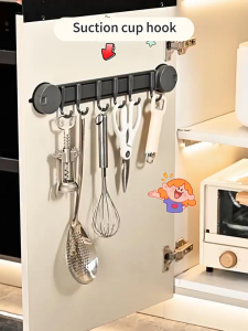 MEIDOO Suction Cup Kitchen Hook No Drilling Wall-Mounted Sliding Rail Integrated Storage Rack