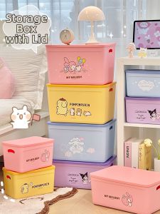 Storage Box with Lid Stackable for Toys and Snacks