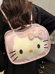 Trendy Cute Cartoon Cat Tote Bag Womens 2025 New Leisure Large Capacity Computer Bag Soft PU Leather Shoulder Bag for Youth