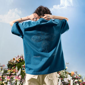 Four Leaf Clover Embroidery Letter Short Sleeve T-Shirts Loose