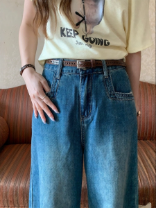 imimtuan | Quần Jeans Ống Rộng Thiết Kế Retro Phong Cách Ôm Body