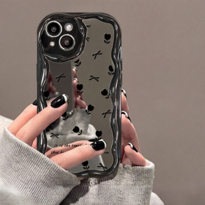 New Womens Style  17Promax Phone Case Full Screen Flower Butterfly Knot Anti-Fall Cream Pattern Silicone Protective Cover