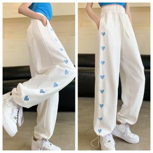 PM✿ Lansite Jeans Womens Wide Leg Sports Heart Pattern Pants COD