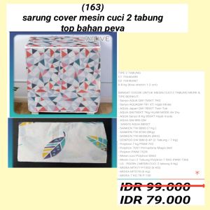 sarung cover mesin cuci 2 tabung top bahan peva