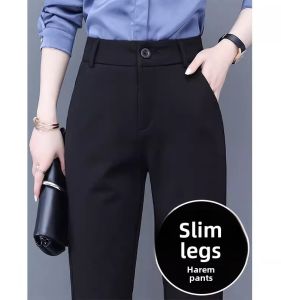 Spring High Waist Straight Leg Professional Pants Womens New Black Slim Fit Suit Pants Casual Slim Harlan Womens Pants
