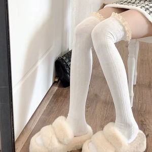 【♡Lovely girls house♡】ถุงน่องยาวเหนือเข่าสำหรับผู้หญิงถุงน่องถุงเท้ายาวเข่าลูกไม้เซ็กซี่ให้ความอบอุ่นสำหรับเด็กผู้หญิงแฟชั่น