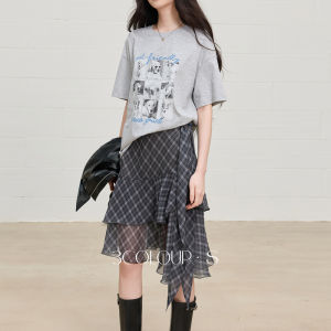 3COLOUR·S | Plaid High Waist Flared Hem Skirt