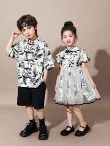 New Chinese Style Childrens Performance Outfit Six-One Childrens Show Suit Trendy Male Female Toddler Tang Costume Set