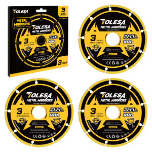 TOLESA 3PCS 76mm Diamond Cutting Disc Cut Off Wheels for Rebar Steel Iron Cutting Wheel with 5000+ Cuts on Metal 3 x 3/8 Inch