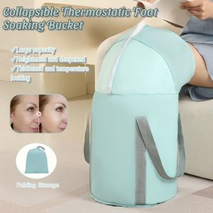 Collapsible Thermostatic Foot Soaking Bucket Portable Heated Foot Spa Soaking Bag Heightened Feet Bath Barrel