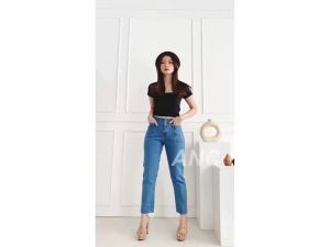 Celana Boyfriend Jeans Kancing Dua - Celana BF Celana Boyfriend Pocket VV (2 Colors)