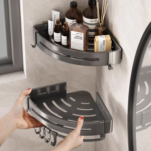 No Drill Adhesive Style Aluminum Bathroom Shelf Shelves Shampoo Makeup Storage Holder Kitchen Organizer Wall Mounted Rack Access