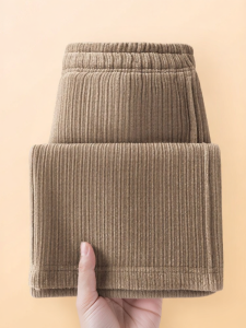 Bobdog | Quần ống rộng vải Chenille dày lót nỉ cho bé gái