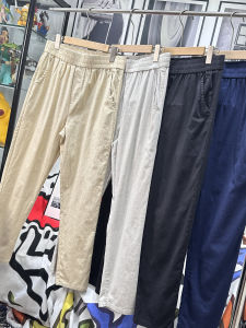 Mens Summer Casual Pants Straight Leg Cotton Linen Blend Elastic Waist Loose Fit Fashionable Long Trousers Comfortable Breathable