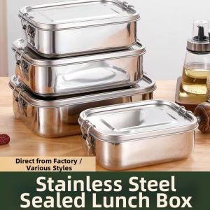 Stainless Steel Square Bento Box Large Capacity Segmented