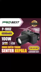 JUKE Senter Kepala COB LED 100W Super Zoom Turbo Probest P-100Z Rechargeable Body