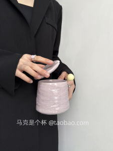 Romantic Purple Ceramic Mug with Lid Office Water Cup Small  Style Ins Wind Unique Gift Box Packaging 400ml Capacity