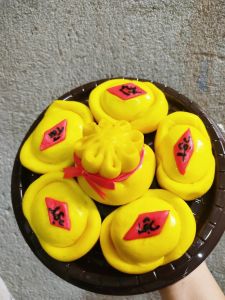 Bánh bao túi tiền thỏi vàng thần tài - 80gam ( nhân đặttheo yeu cầu )