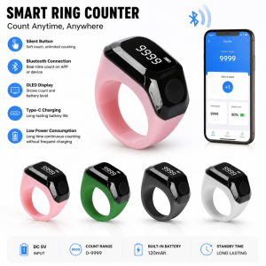 Smart App Ring Counter Portable OLED Digital Display Bluetooth Counter 0–9999 Wearable Counter Type-C Port