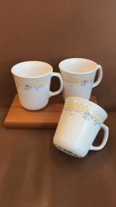 [Hiếm] CorningWare USA - Circle Brocade - 01 Chiếc Cốc/ Ly Bằng Sứ Chịu Sốc Nhiệt thổ Cẩm Hoa Vàng