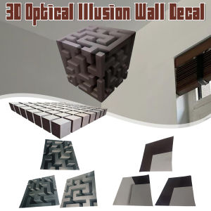 Optical Illusion Wall Art 30x30cm Impossible Corners Sticker Abstract Home Decor Reshapes Reality Decoration Modern Home Decor
