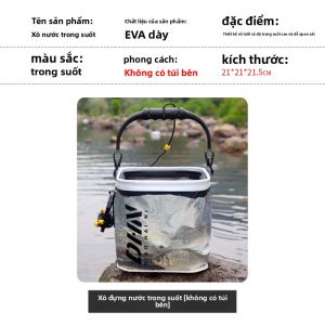 DIAOHAINI | Thùng Đựng Cá Gấp Gọn Trong Suốt Dùng Trên Xe Hơi Có Nắp và Hệ Thống Cung Cấp Oxy Kích Thước Lớn