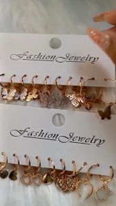 17KM Exquisite Gold Butterfly Heart Earrings Set for Women Accessories Hypoallergenic Fashion Jewellery