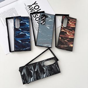 Wave Painting Pattern Magnetic Phone Case For Samsung Galaxy Z Fold 8 Ultra 7 6 5 4 3 Fold8 5G Protective Hard Plastic Cover