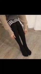 ITLOVE - Kaos Kaki Panjang Diatas Lutut Wanita Stripes Model Garis 3 Panjang 57cm Overknee Model Korea