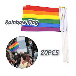20 Pcs LGBT Small Rainbow Flag Gay Pride Flag Gay Rainbow Handheld Waving Flag