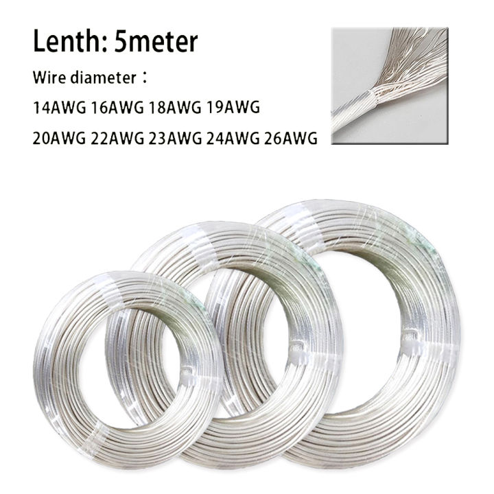1pcs 5M Silver Plated OCC FEP Wire High Purity OFC Copper Cable Hi Fi 